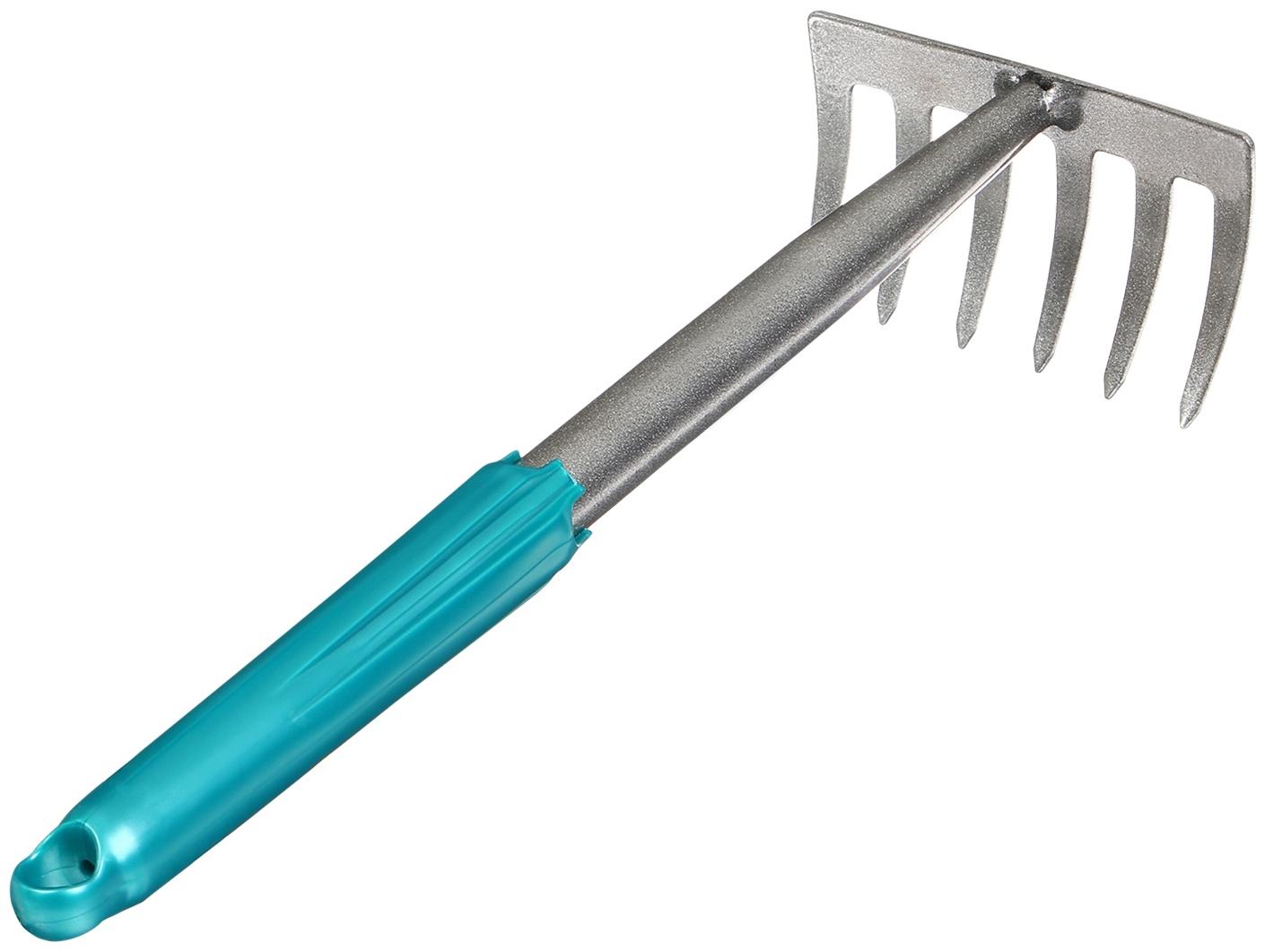 Грабли прямые, 6 зубцов, длина 31 см, прорезиненная ручка