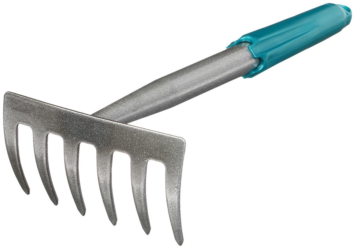 Грабли прямые, 6 зубцов, длина 31 см, прорезиненная ручка