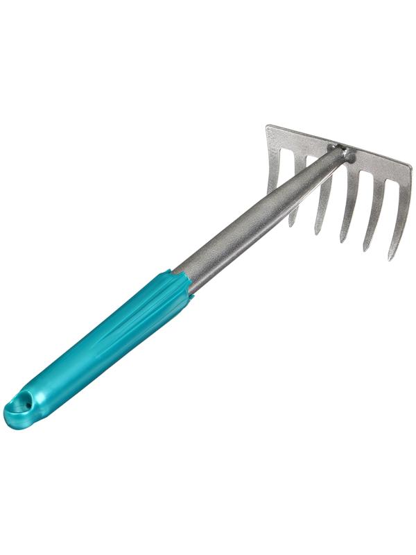 Грабли прямые, 6 зубцов, длина 31 см, прорезиненная ручка