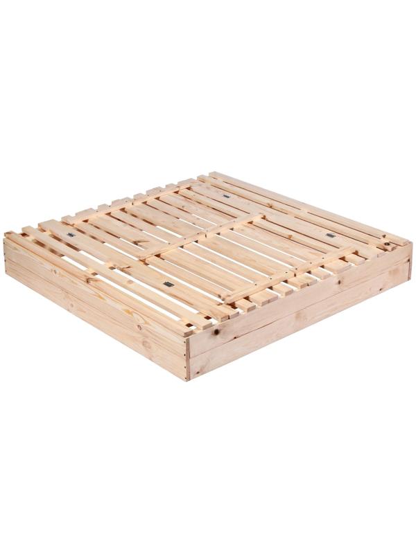 Песочница деревянная, с крышкой, 150 × 140 × 18 см, без покраски, лавочки (2 шт.), Greengo