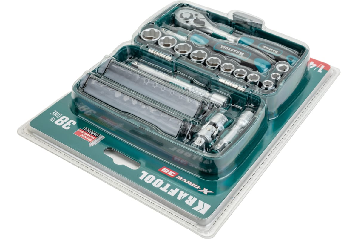 Набор инструментов KRAFTOOL INDUSTRIE 27970-H38, компактный, 1/4, 38 предметов