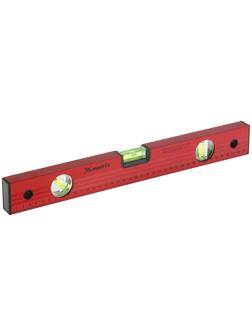 Уровень MATRIX, 40 см, алюминиевый, 3 глазка, красный, линейка