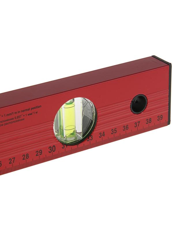 Уровень MATRIX, 40 см, алюминиевый, 3 глазка, красный, линейка