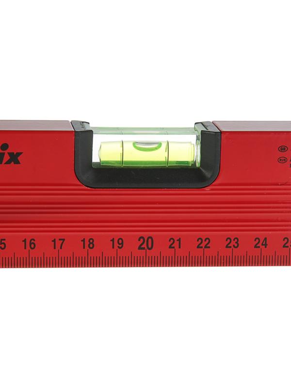 Уровень MATRIX, 40 см, алюминиевый, 3 глазка, красный, линейка