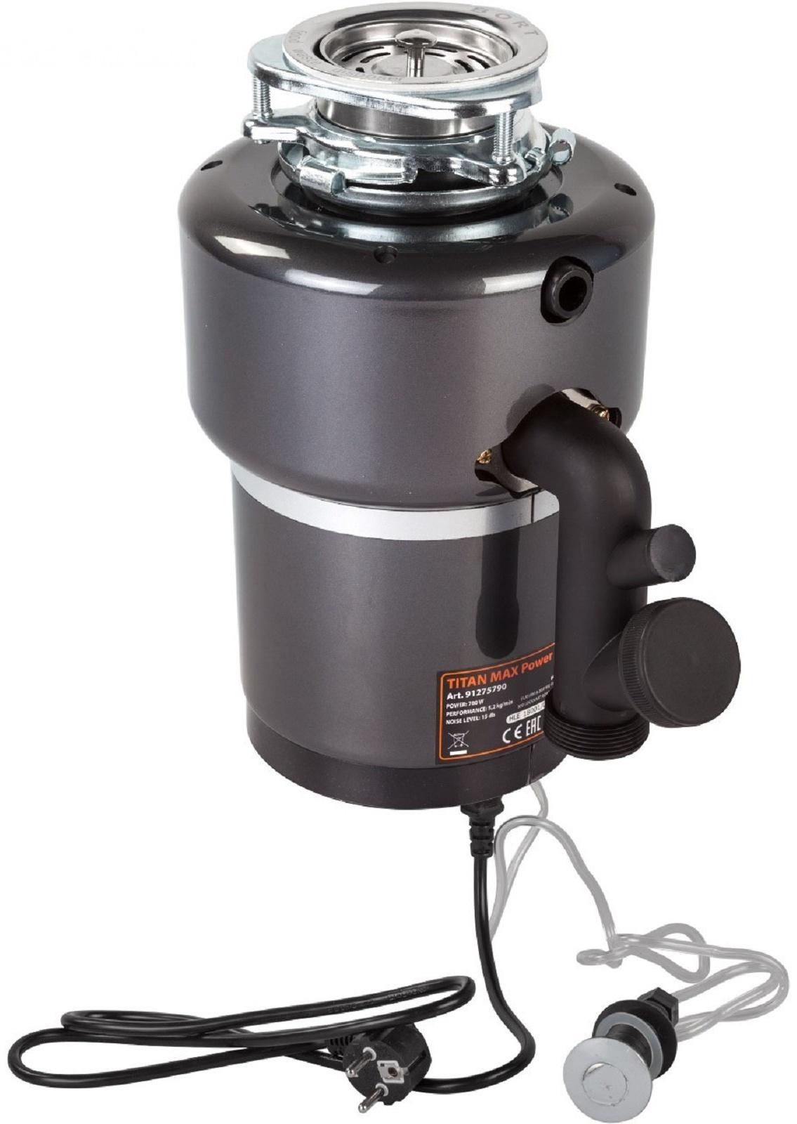 Измельчитель пищевых отходов Bort TITAN MAX Power, 780 Вт, 3 ступени, 5.2 кг/мин, 90 мм