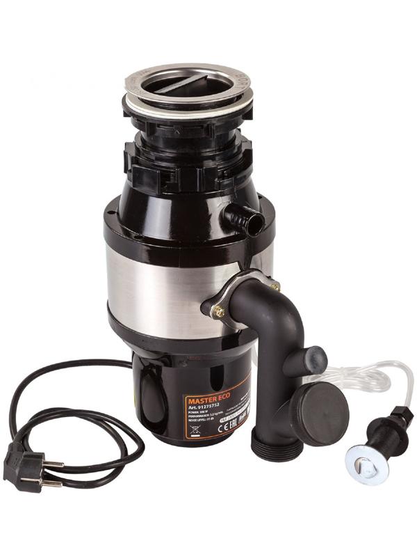 Измельчитель пищевых отходов Bort MASTER ECO, 390 Вт, 2 ступени, 3.2 кг/мин, 90 мм, чёрный