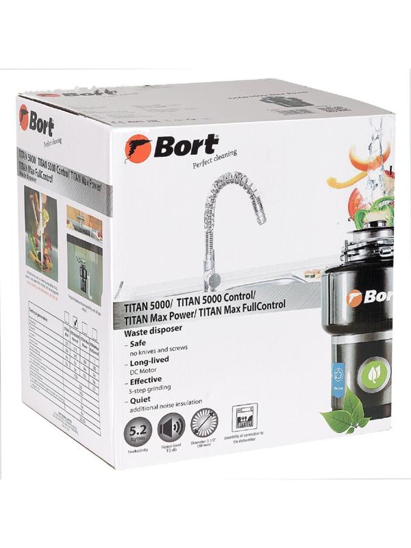 Измельчитель пищевых отходов Bort TITAN 5000 Control, 560 Вт, 3 ступени, 5.2 кг/мин, 90 мм