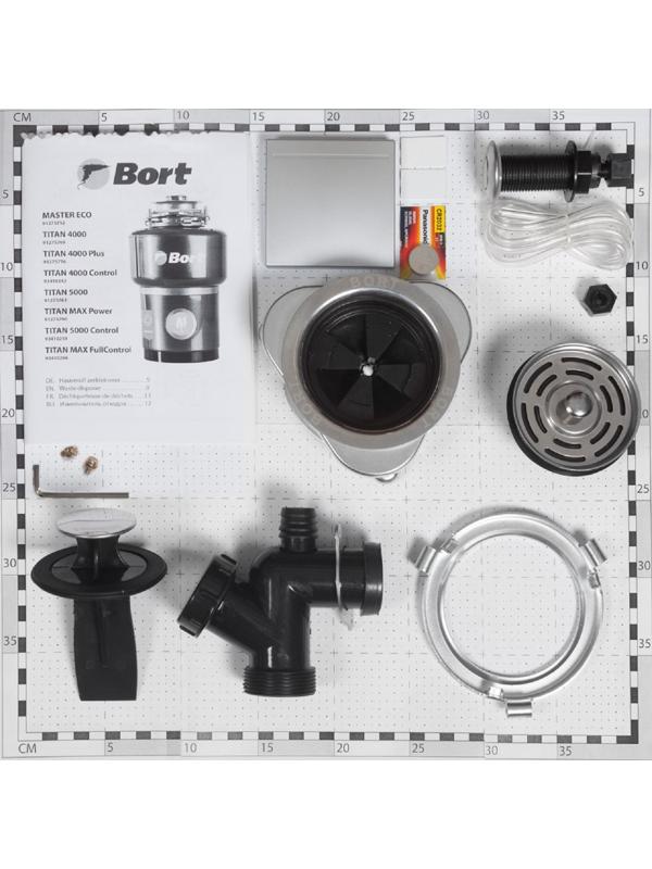 Измельчитель пищевых отходов Bort TITAN 5000 Control, 560 Вт, 3 ступени, 5.2 кг/мин, 90 мм