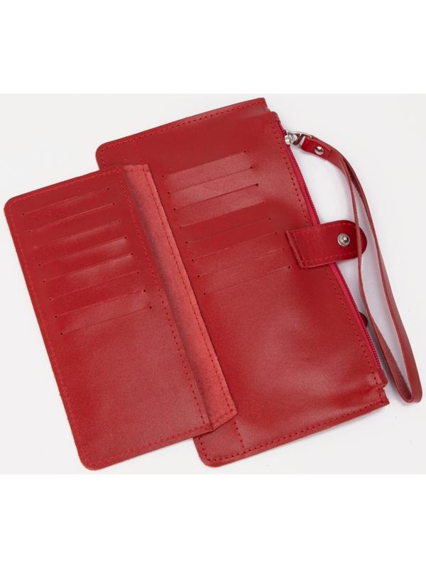 Кошелёк на молнии, с ручкой, цвет красный