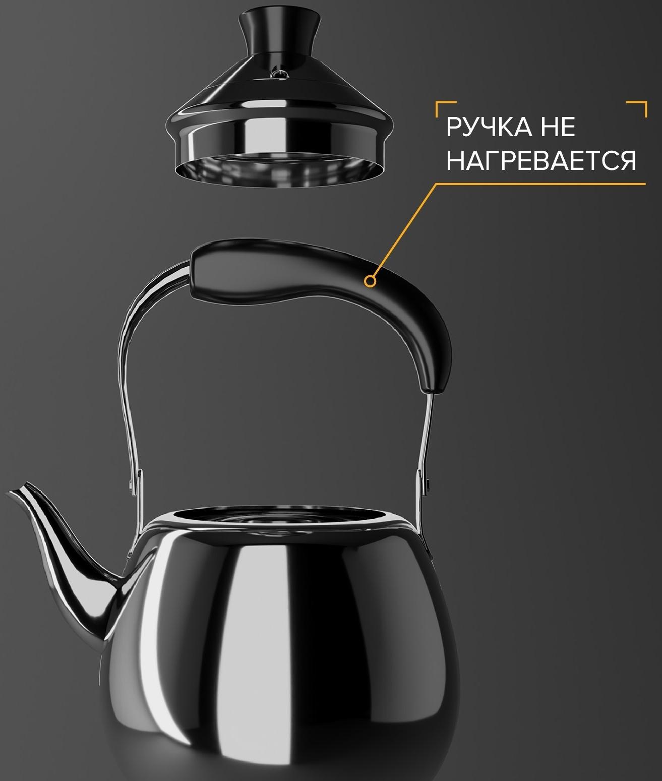 Чайник из нержавеющей стали Orchid, 1 л, цвет серебряный