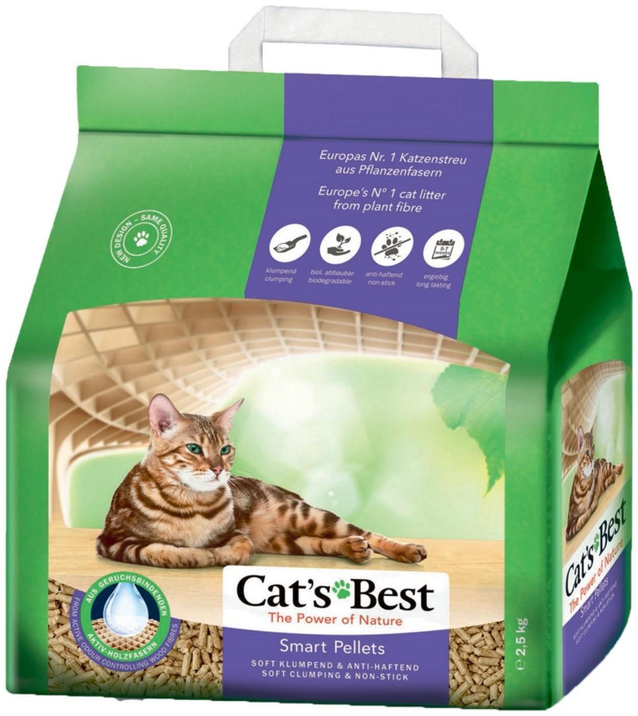 Наполнитель древесный комкующийся Cat's Best Smart Pellets 5 л, 2.5 кг