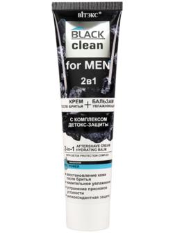 Крем после бритья + Увлажняющий бальзам детокс-защита Витэкс for Men Black Clean, 100 мл