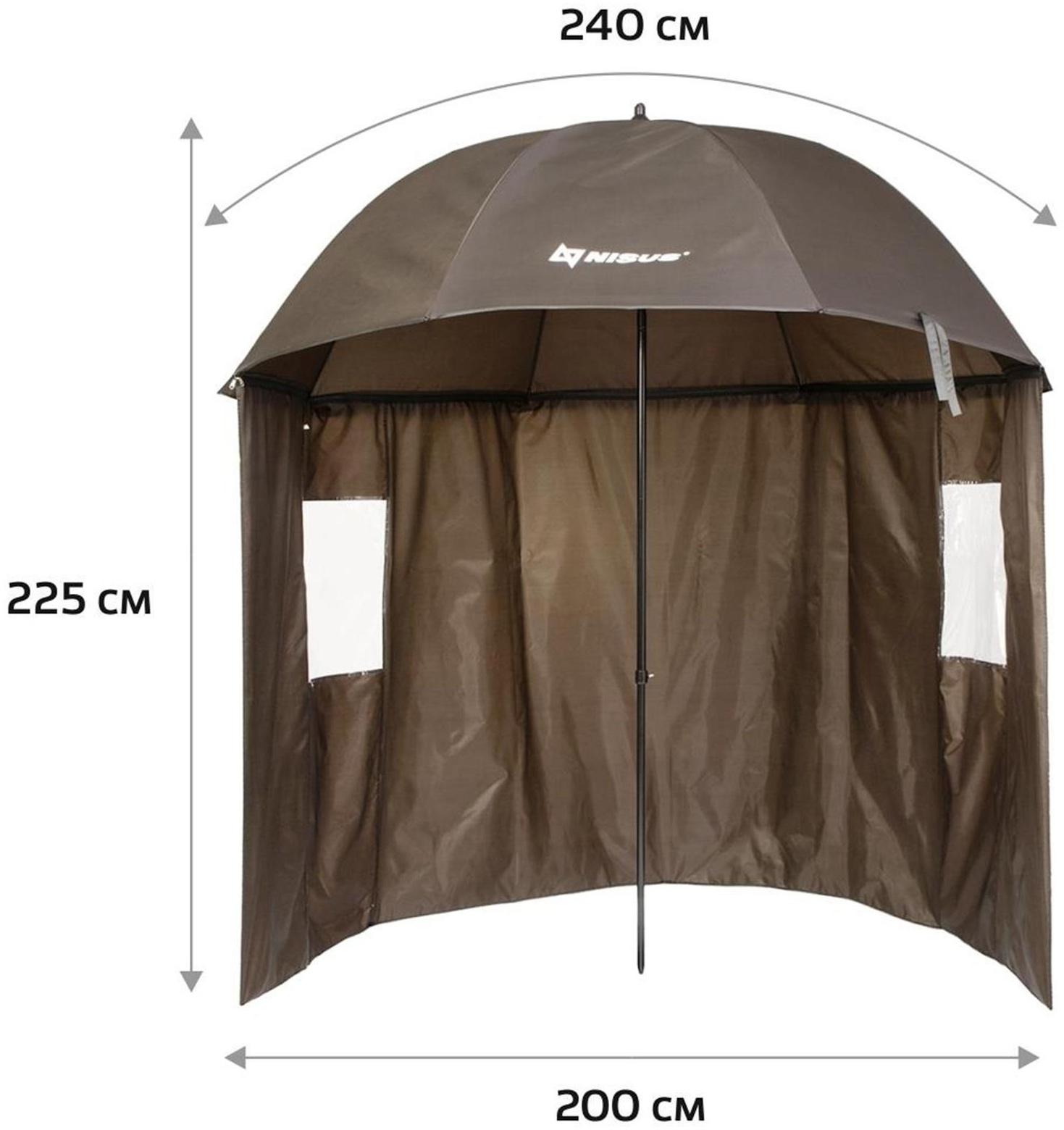 Зонт с тентом NISUS, диаметр 2.4 м, прямой, полузакрытый