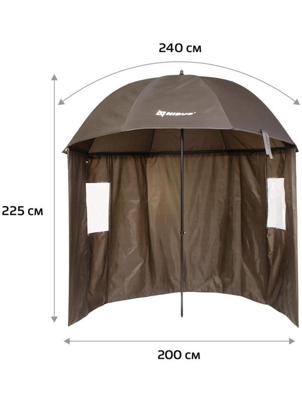 Зонт с тентом NISUS, диаметр 2.4 м, прямой, полузакрытый