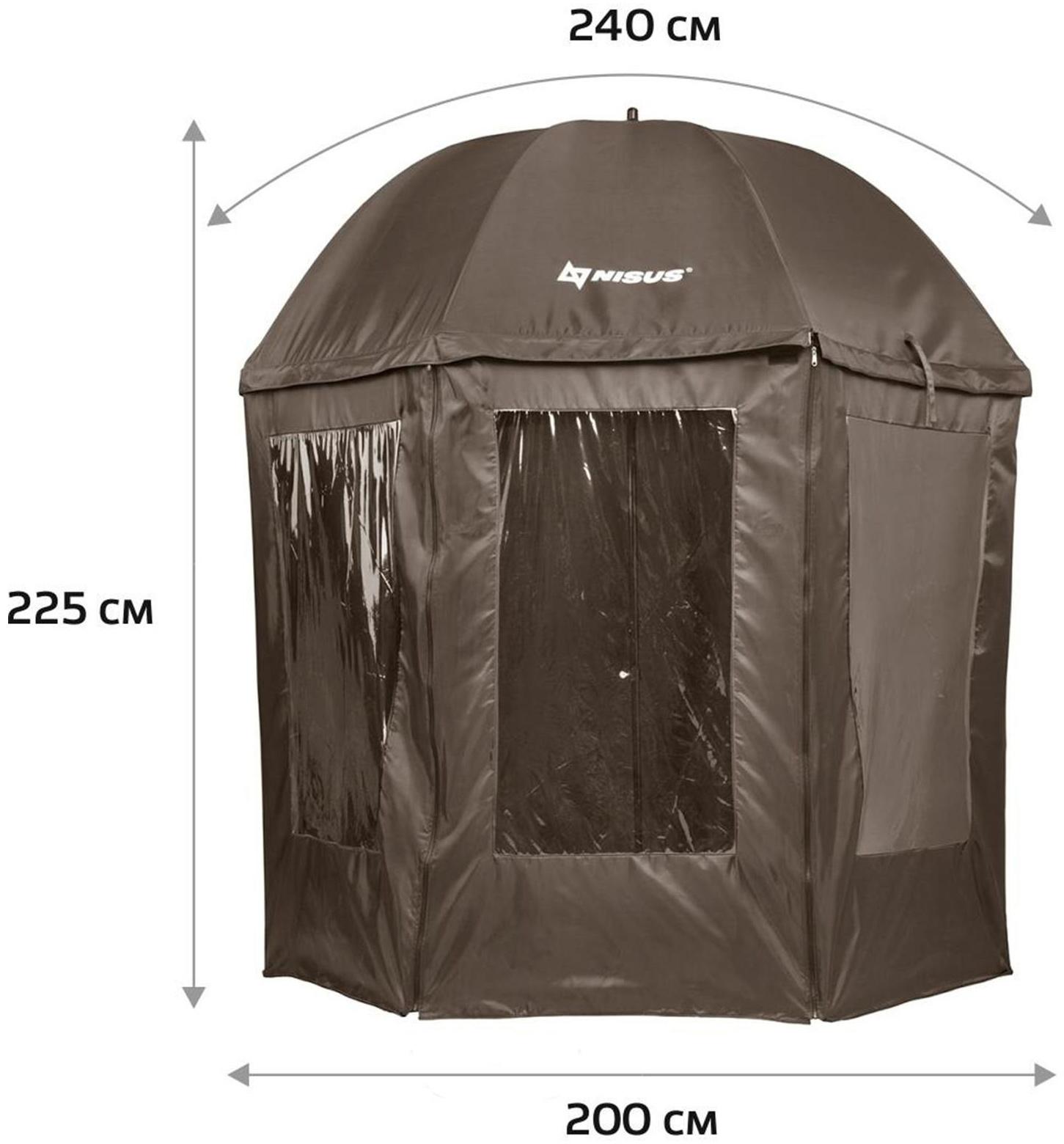 Зонт с тентом NISUS, диаметр 2.4 м, прямой, закрытый