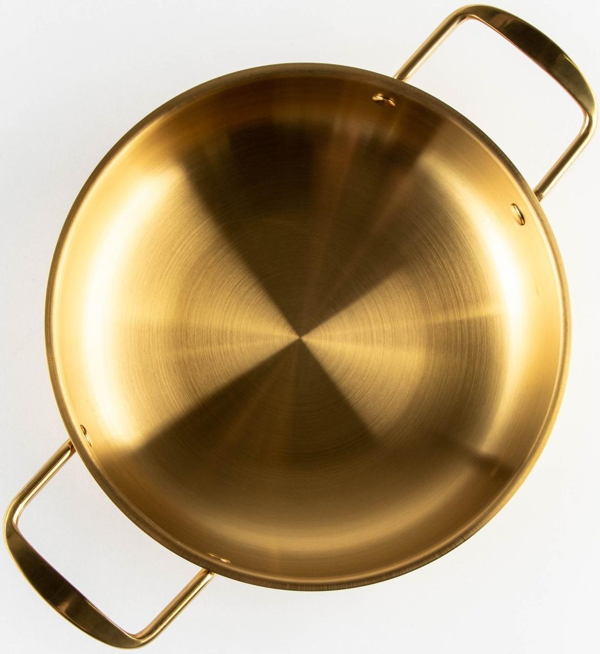 Сотейник, d=24 см, h=6 см, толщина 1 мм, 201 сталь, цвет золотой
