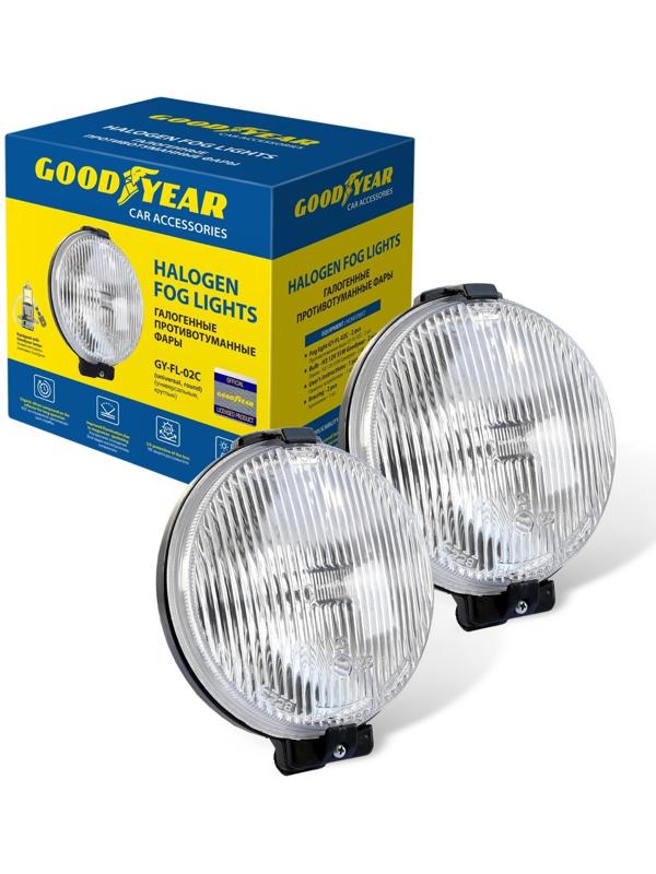 Фары противотуманные галогенные универсальные Goodyear, с лампами, GY-FL-02C, H3 12V, 2шт.