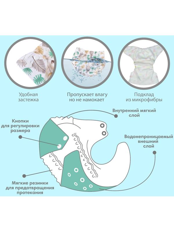 Многоразовый подгузник «Перья»