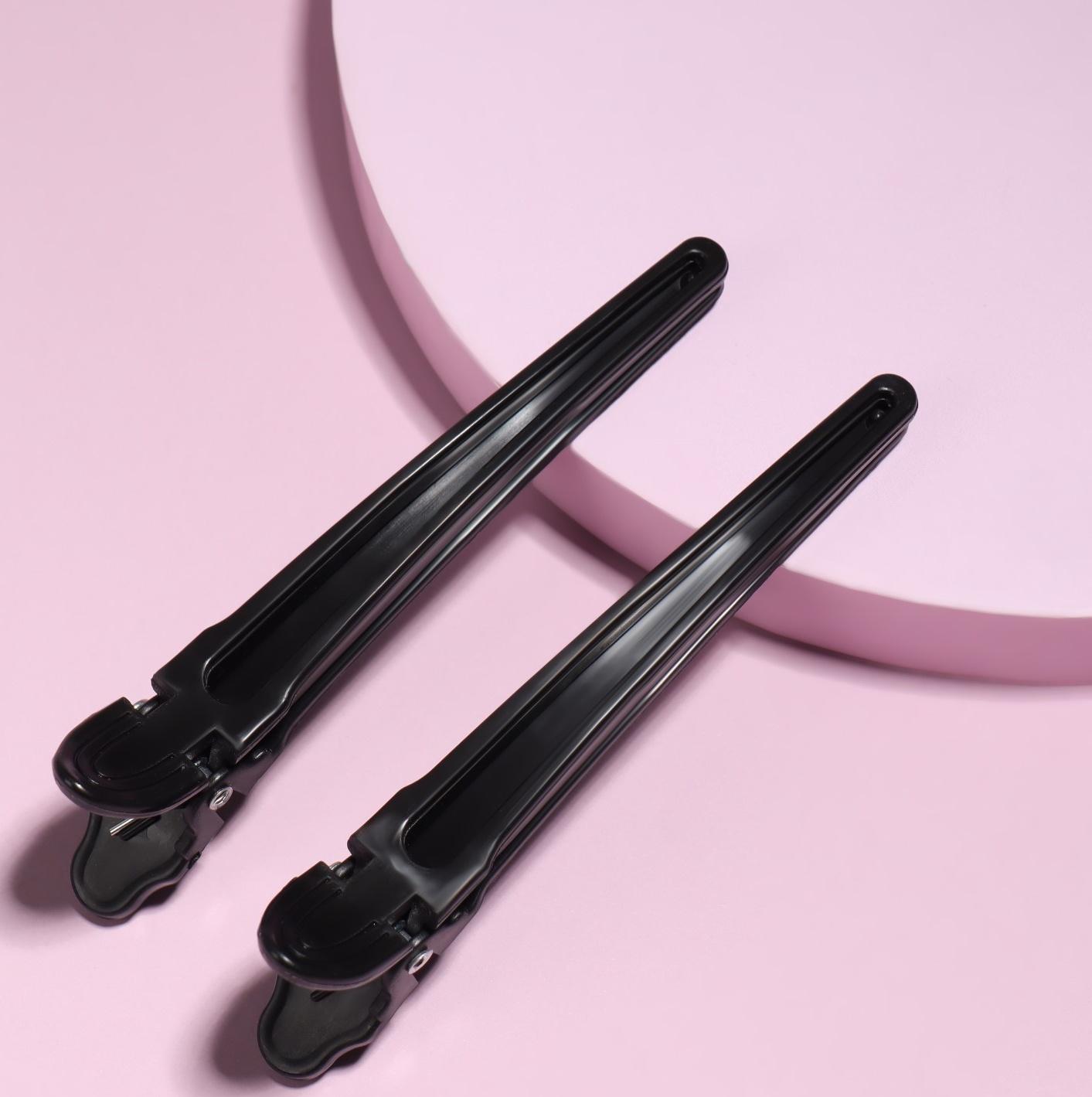 Набор зажимов для волос, 10 см, 2 шт, цвет чёрный