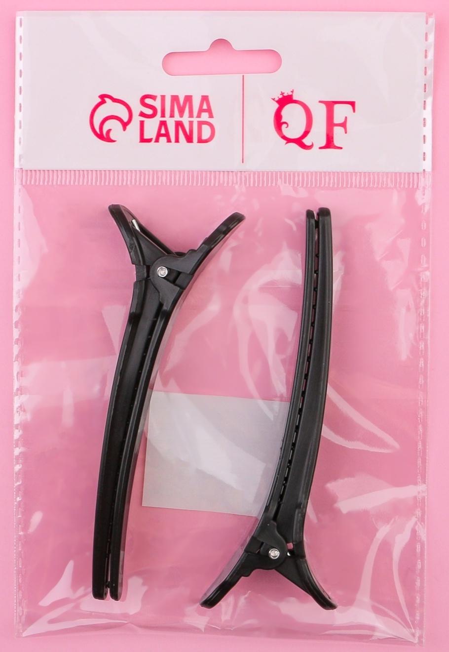 Набор зажимов для волос, 10 см, 2 шт, цвет чёрный