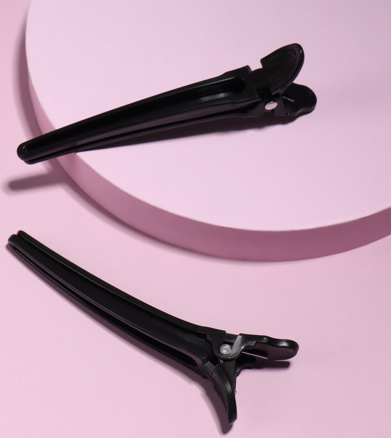Набор зажимов для волос, 10 см, 2 шт, цвет чёрный