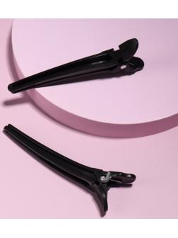 Набор зажимов для волос, 10 см, 2 шт, цвет чёрный