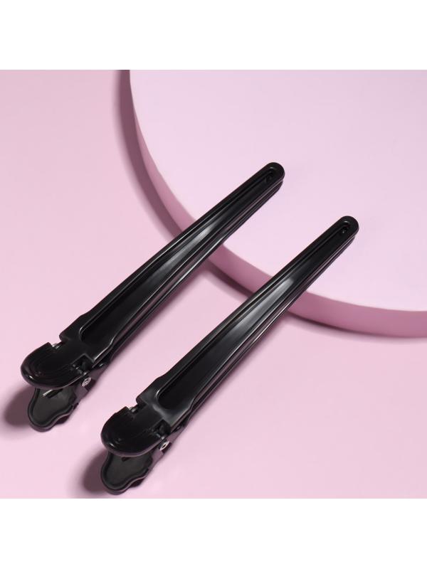 Набор зажимов для волос, 10 см, 2 шт, цвет чёрный