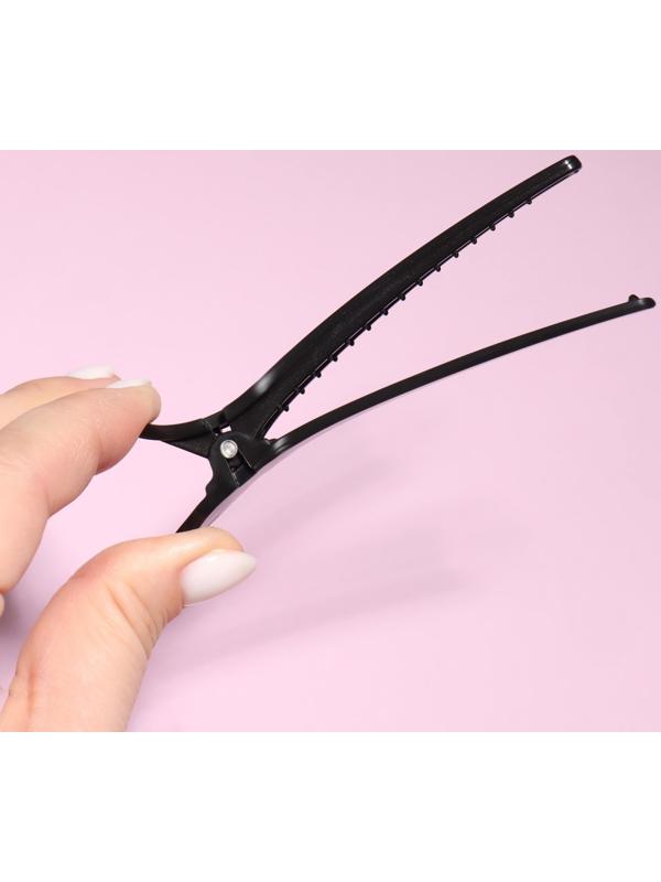 Набор зажимов для волос, 10 см, 2 шт, цвет чёрный