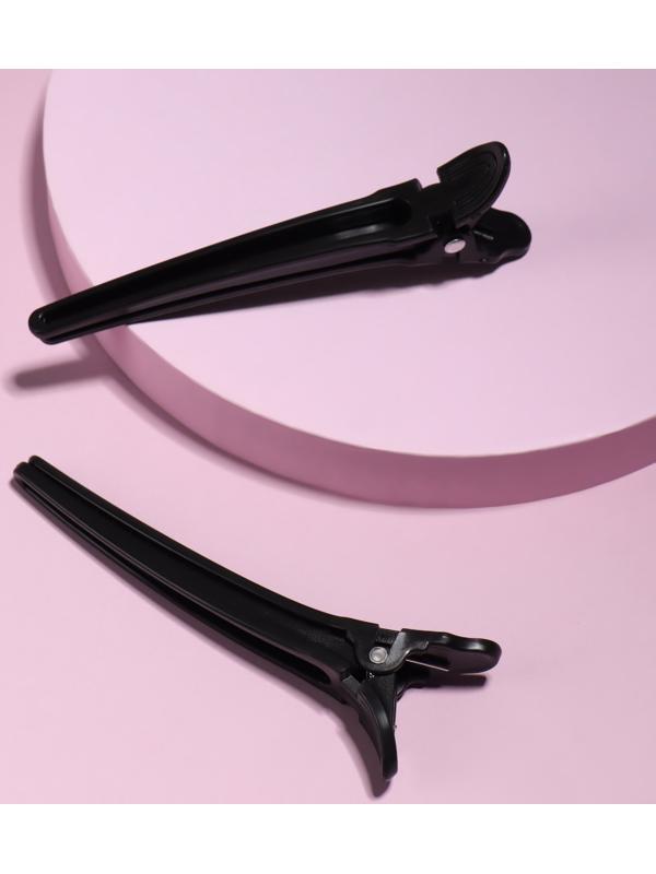 Набор зажимов для волос, 10 см, 2 шт, цвет чёрный