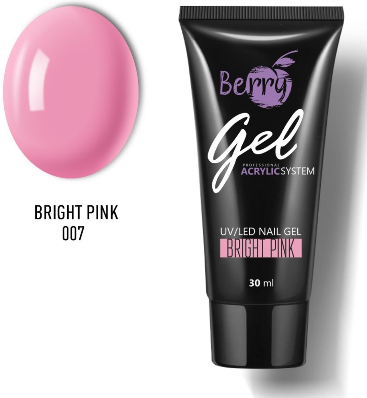 Гель акриловый JessNail Berry Gel, тон №007 Bright Pink, ярко-розовый, 30 мл