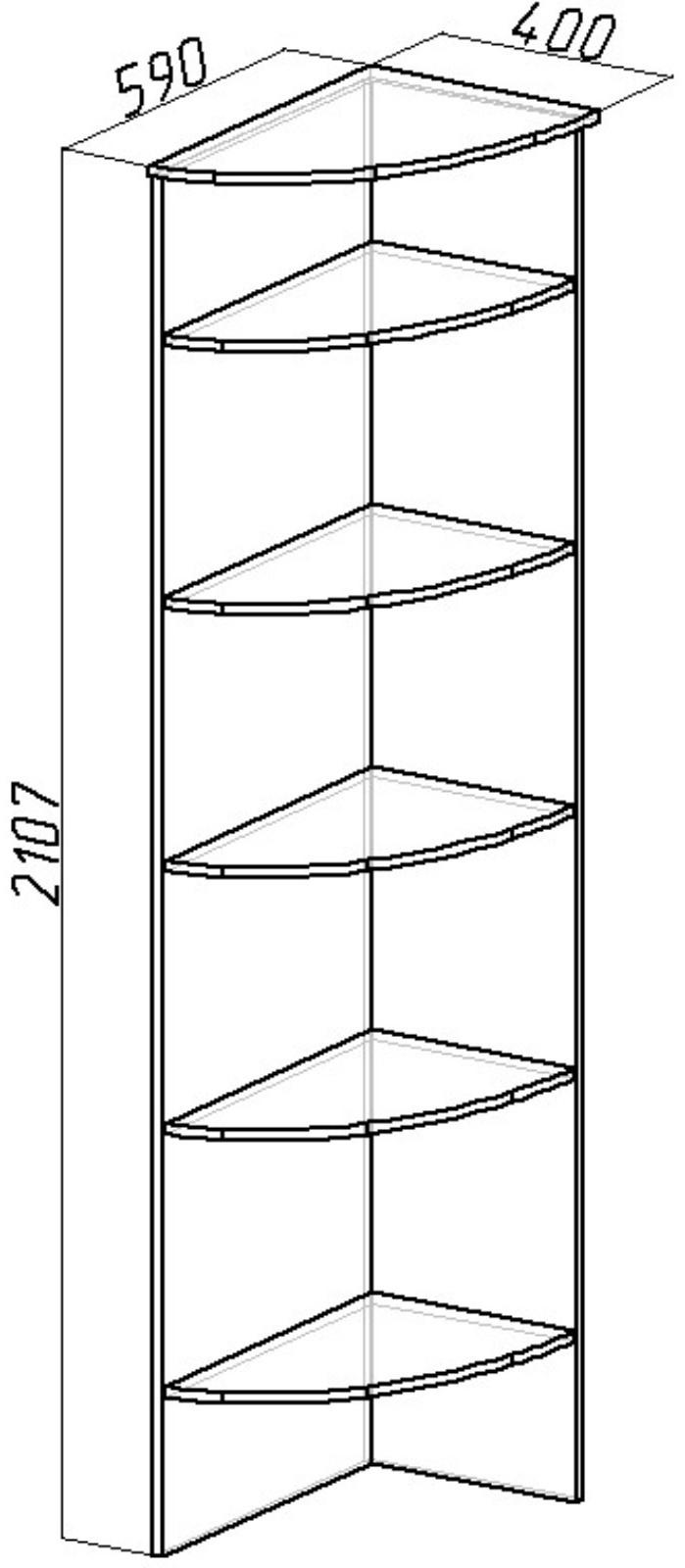 Полка угловая Sherlock 14, 590 × 400 × 2107 мм, цвет ясень анкор светлый