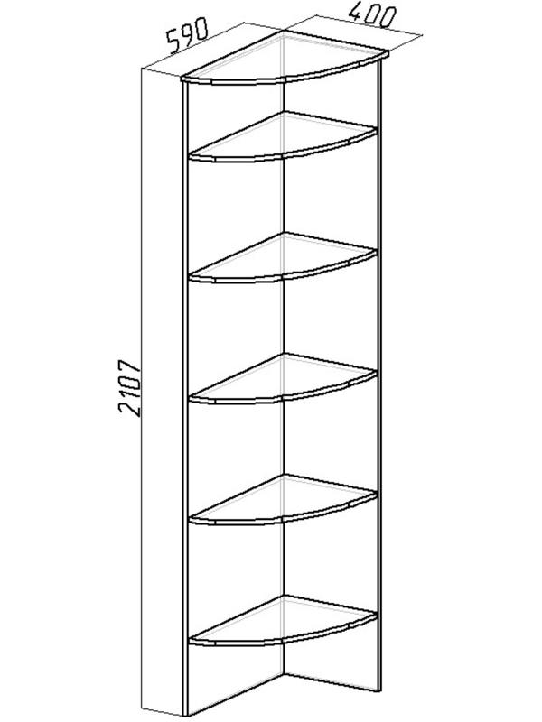Полка угловая Sherlock 14, 590 × 400 × 2107 мм, цвет ясень анкор светлый