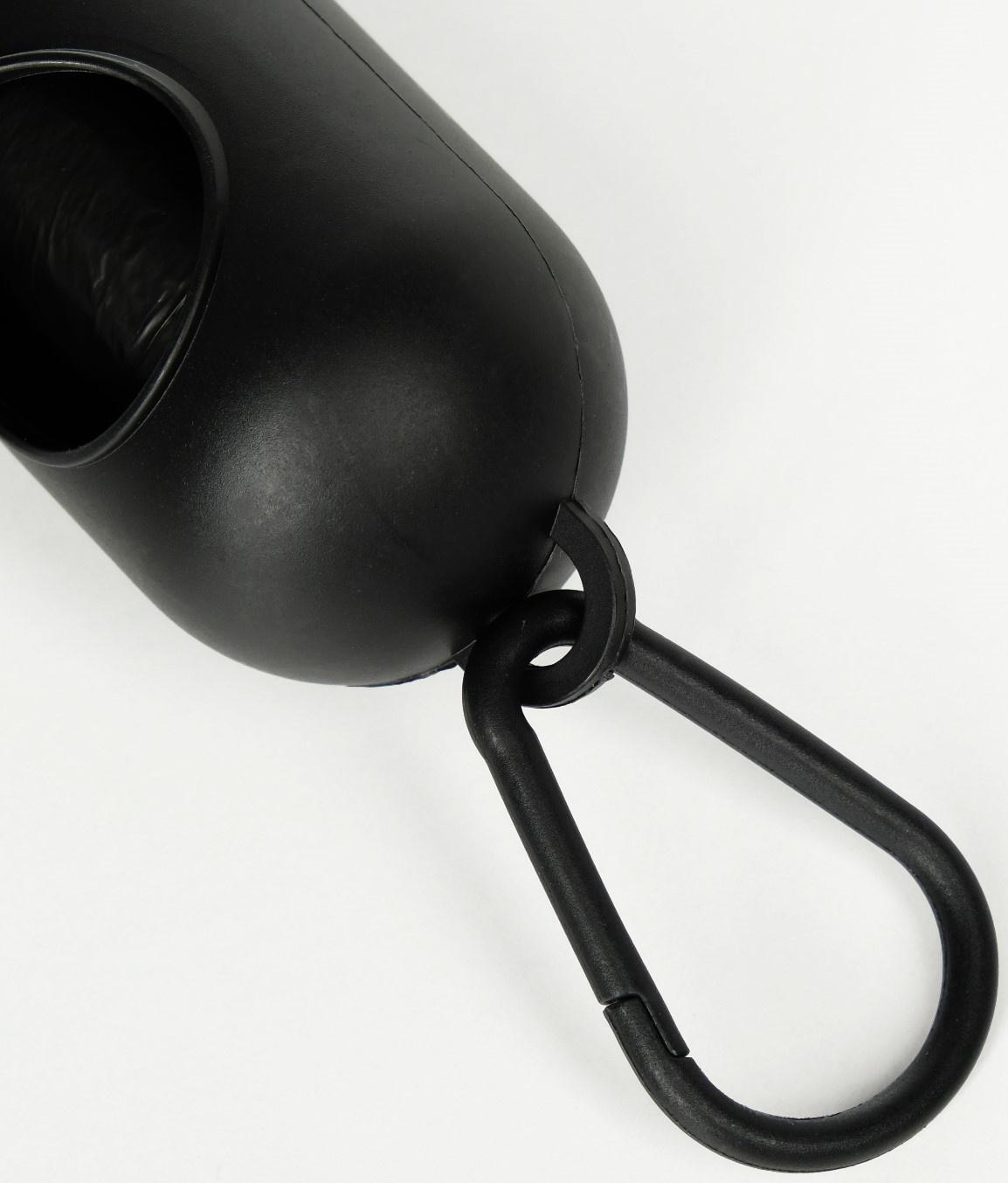 Контейнер с пакетами для уборки за собаками (рулон 15 пакетов 29х21 см), чёрный