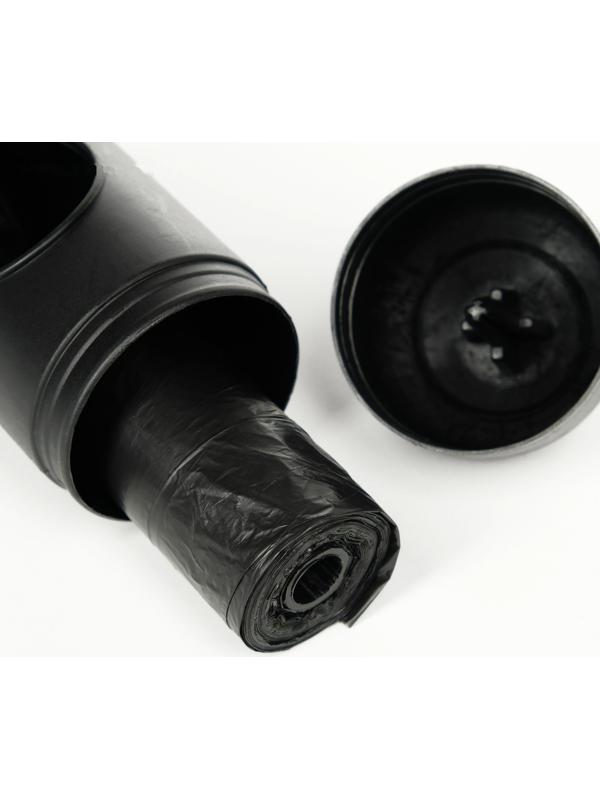 Контейнер с пакетами для уборки за собаками (рулон 15 пакетов 29х21 см), чёрный