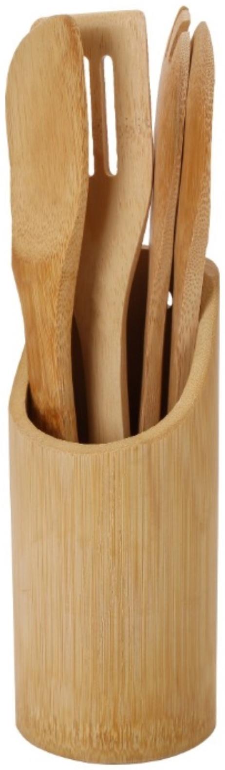 Набор кухонных принадлежностей HILDY, 4 шт, с подставкой, бамбук