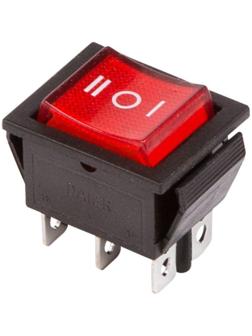 Клавишный выключатель Rexant 36-2390, 250 В, 15 А, ON-OFF-ON, 6с, красный, с подсветкой