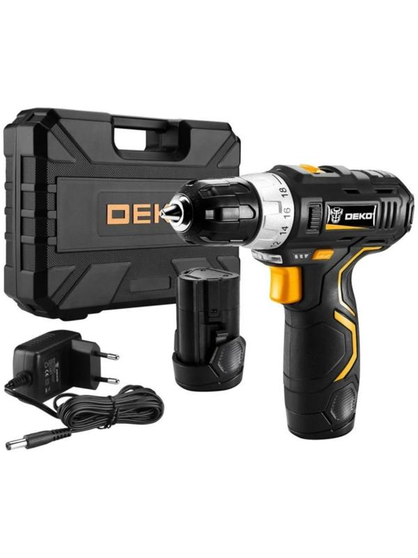 Дрель-шуруповерт DEKO GCD12DU3 SET 4, аккумуляторная, кейс, оснастка 13 шт, 2х2 Ач