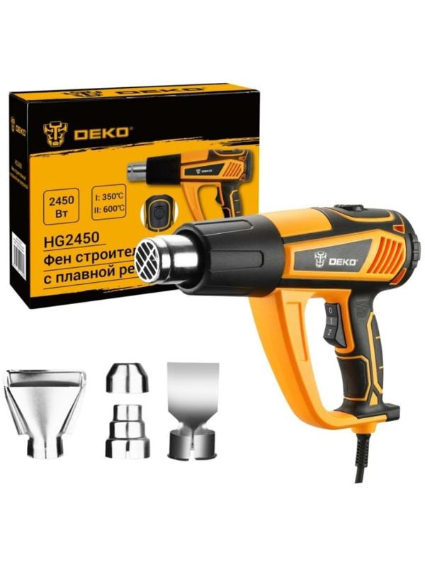 Фен строительный DEKO HG2450, 2450 Вт, плавная регулировка, 500 л/мин, кабель 2 м