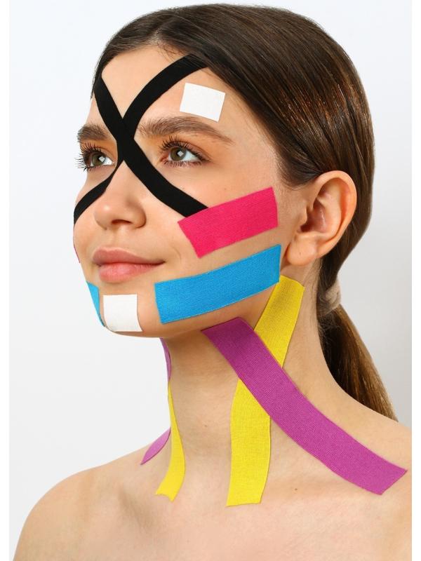 Кинезиотейп для лица, ширина 2,5 см., длина 5 м. микс