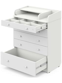 Комод детский с пеленальным столиком «Maks», 5 выдвижных ящика, шариковые направляющие, цвет белый премиум