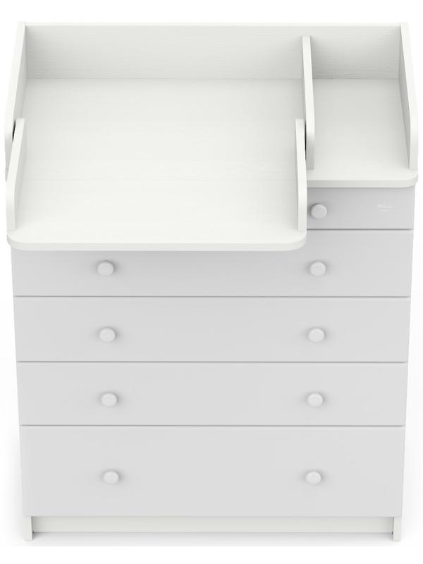 Комод детский с пеленальным столиком «Maks», 5 выдвижных ящика, шариковые направляющие, цвет белый премиум