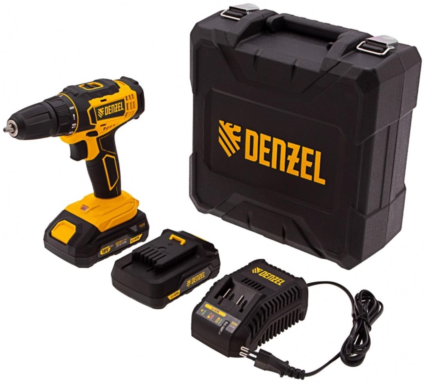Дрель-шуруповерт Denzel 26116, аккумуляторная CDL-18-02BM, Li-Ion, 18 В, 2 акк.