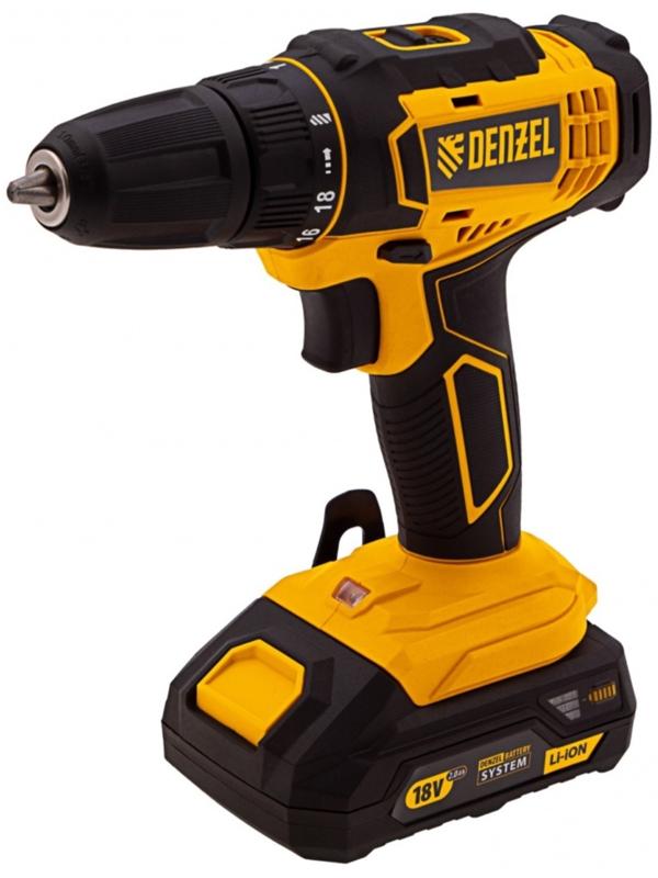 Дрель-шуруповерт Denzel 26116, аккумуляторная CDL-18-02BM, Li-Ion, 18 В, 2 акк.