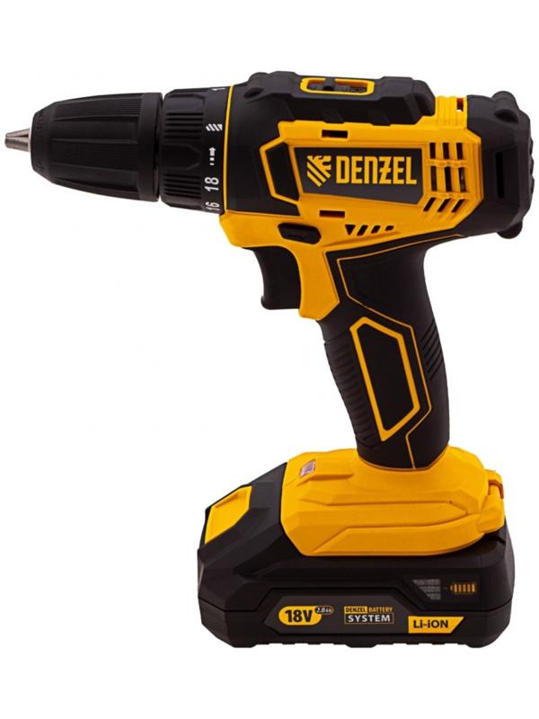 Дрель-шуруповерт Denzel 26116, аккумуляторная CDL-18-02BM, Li-Ion, 18 В, 2 акк.