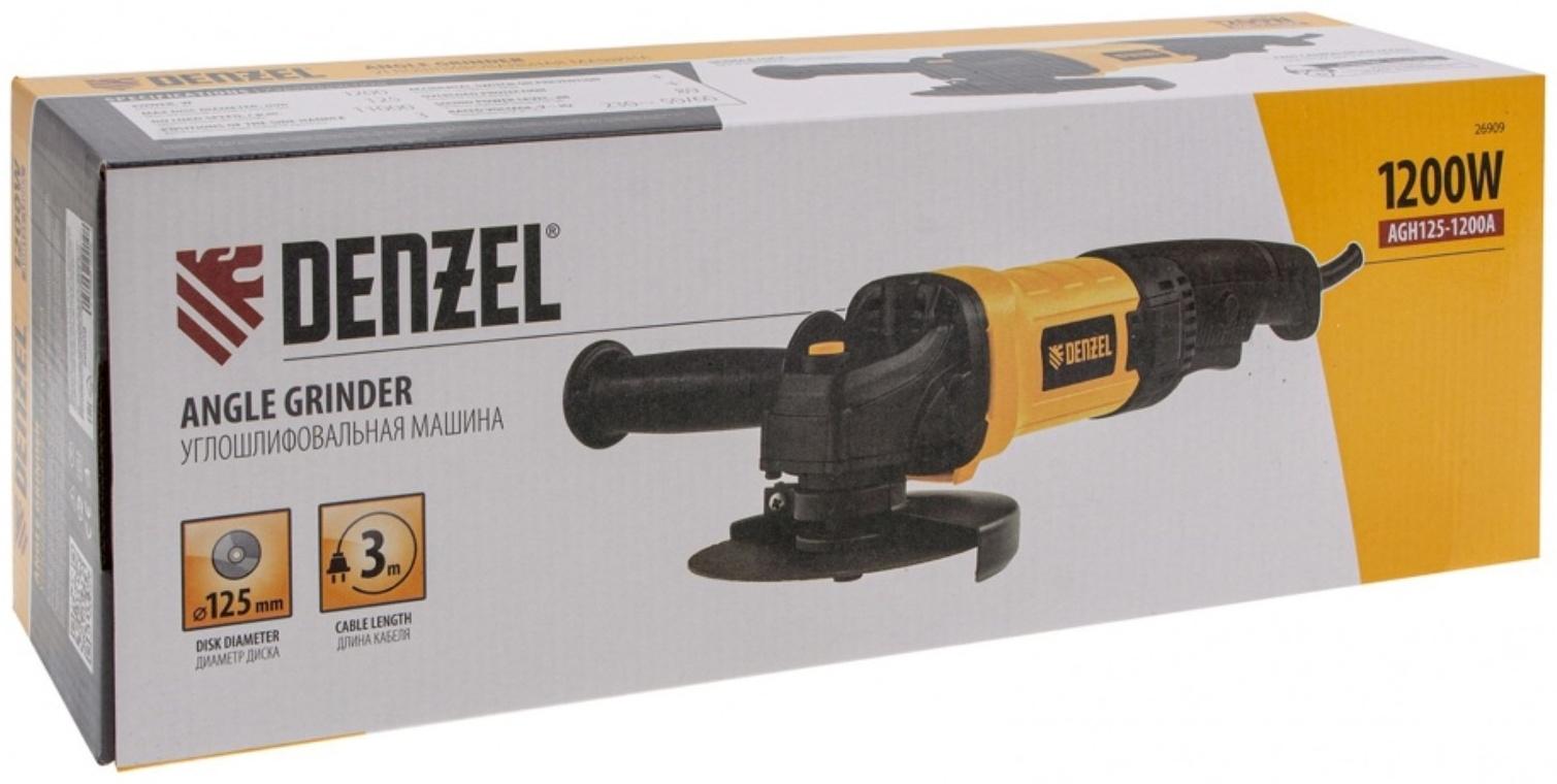 Шлифовальная машина угловая Denzel 26909, AGH125-1200A, 1200 Вт, 125 мм, 11000 об/мин