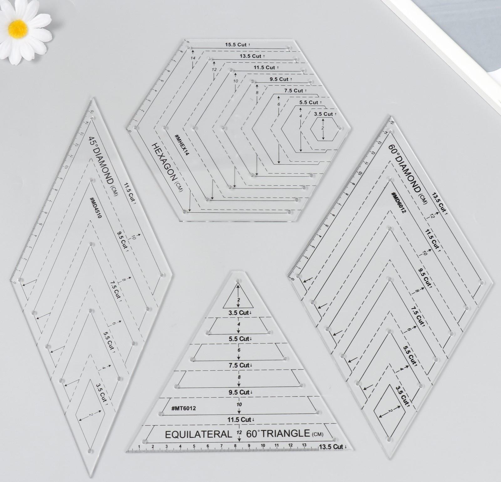 Линейки для пэчворка пластик набор 4 шт
