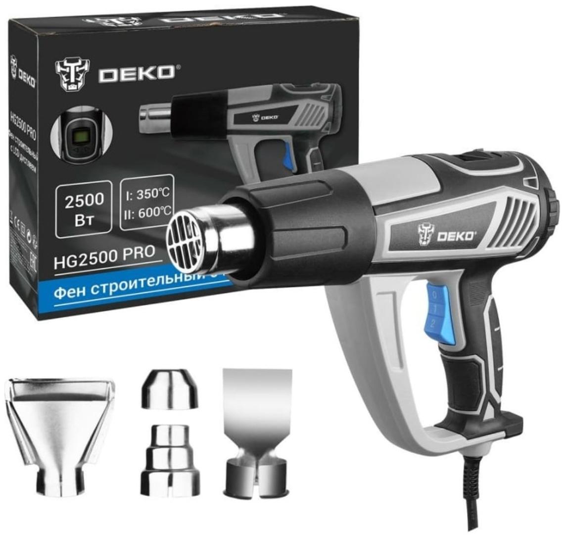Фен строительный DEKO HG2500 PRO, 2500 Вт, LCD дисплей, 500 л/мин, кабель 1.85 м