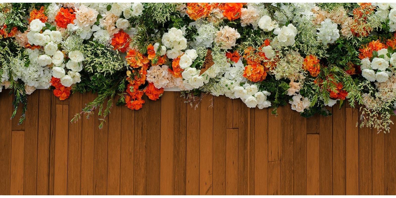 Фотосетка, 320 × 155 см, с фотопечатью, «Оранжевые и белые цветы»