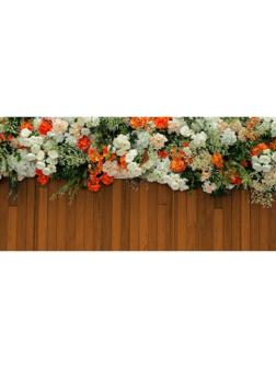 Фотосетка, 320 × 155 см, с фотопечатью, «Оранжевые и белые цветы»