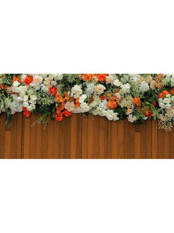 Фотосетка, 320 × 155 см, с фотопечатью, «Оранжевые и белые цветы»